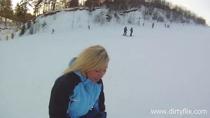 Taught a girl to snowboard and fucked her in a snowdrift