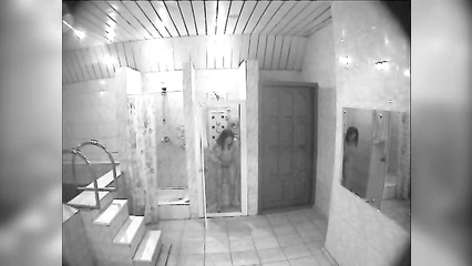 Skinny friend, not knowing about the camera, washed herself in the shower