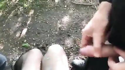 Cum on feet in the park