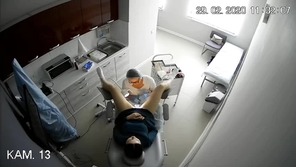 Young woman at the gynecologist - hidden camera