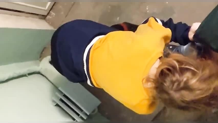 Sasha waffled the neighbor's daughter in the entrance