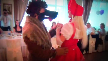 A dancing couple changing images shows a striptease
