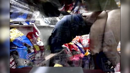 A guy fucks his wife doggy style in a pet store and films