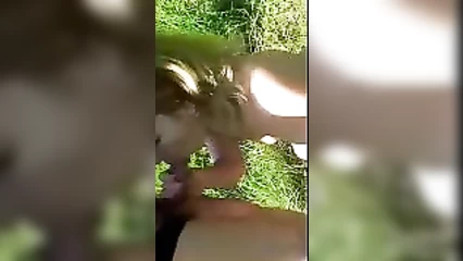 Nipple blowjob in nature