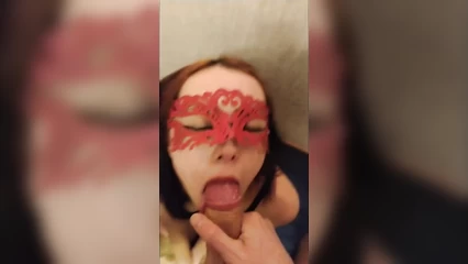 Takes a selfie with cum on her face