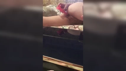 The ass gets used to a new toy