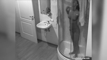 Accidentally caught on hidden camera in the shower