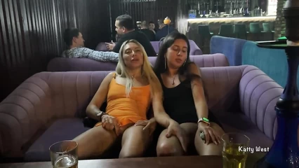 Drunk bitches took off their panties in the bar