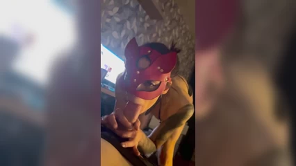 Passionate blowjob from a slender pussy