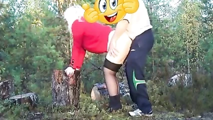 Wife fucks outdoors