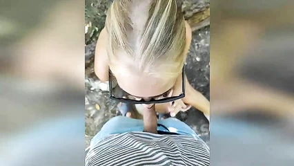 Blowjob on a log