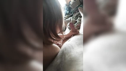 Anyuta took it into her mouth