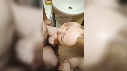 Blonde sucks two cocks for the first time