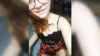 Red-haired whore on stream with her lover