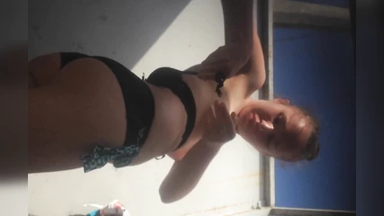 Chick changed clothes in the locker room on the beach