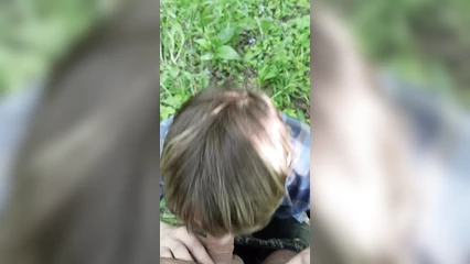Cocksucker Alena sucks cock outdoors again