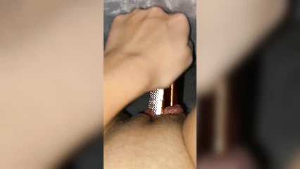 Girl masturbates with mascara