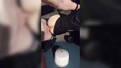 Lifted up her skirt in the toilet