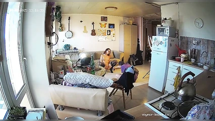 Redhead jerks off with a dildo, and a guy films it