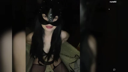 She got on all fours, even though she was shy