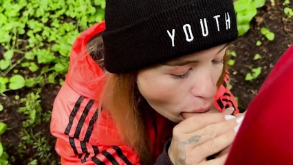Great blowjob in the woods