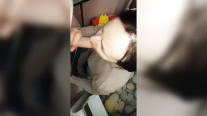 Sucking at home in the toilet