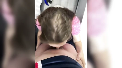 Busty babe strokes cock in the bathroom