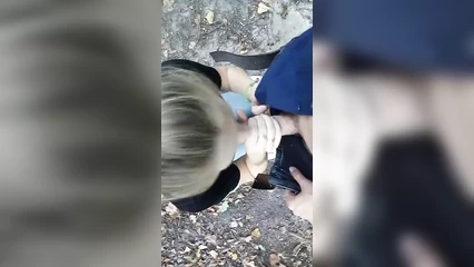 Caressed a penis with her lips on the street