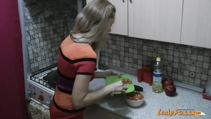 The woman cooked herself dinner