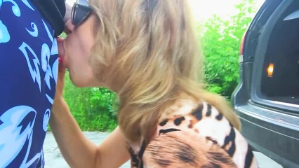Fucking my wife outdoors near the car