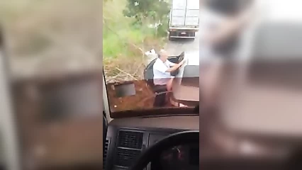 An adult man fucked a prostitute in the car