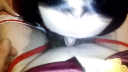 She took the dried fruit into her mouth and gently aroused