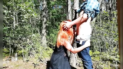 Unexpectedly caught a red-haired wanker in the forest