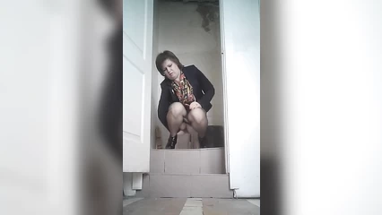 Accountant pissing in work toilet