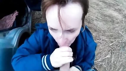 Showed her tits and immediately gave a blowjob