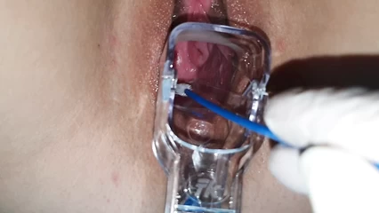 I examined my friend's pussy through the mirror