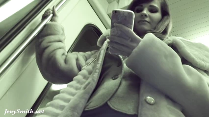 I took a ride on the subway and flashed my pussy in nylon pants