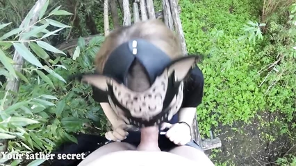 Blowjob friend in the bushes in the park