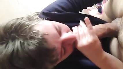 Flushed with shame with a dick in her mouth