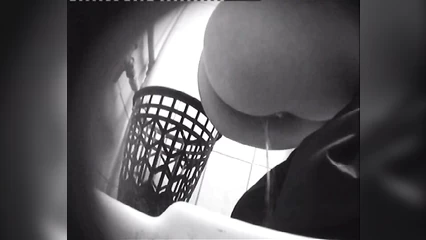 Hidden camera in the toilet filmed a chick peeing