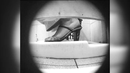 Real hidden camera in the women's restroom