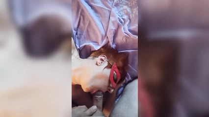 My redhead takes it in her mouth