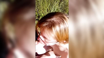 Gave me my first summer blowjob in nature