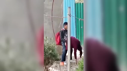 Filmed how young people fuck in the back streets